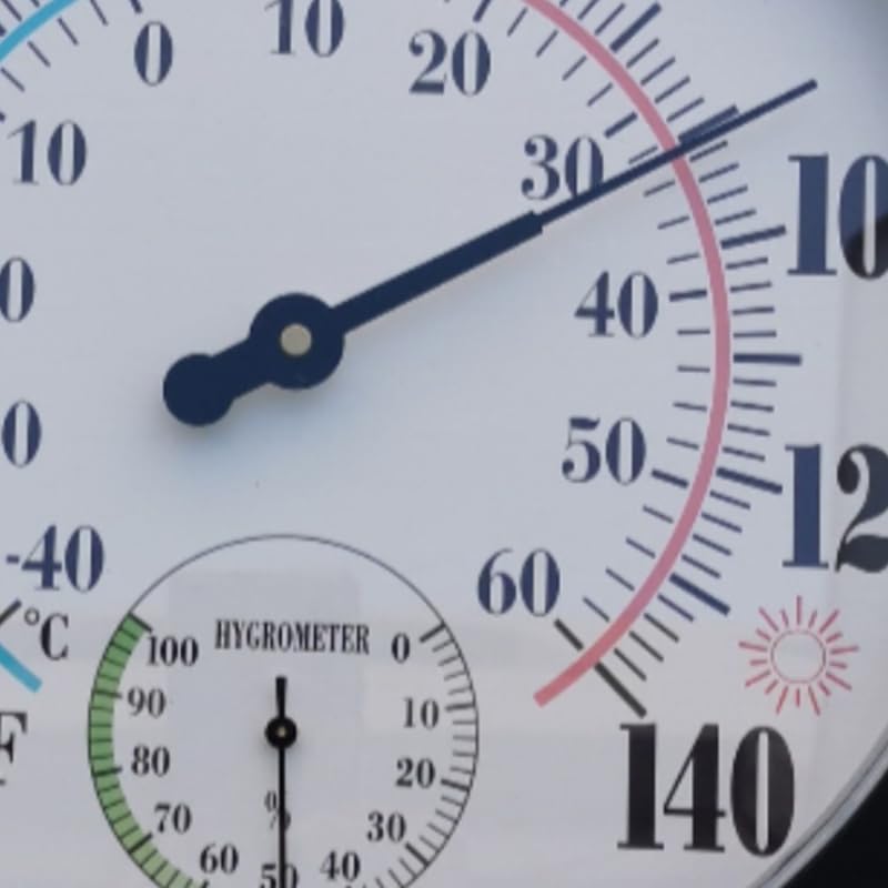 [Australia - AusPower] - Generic Indoor Outdoor Thermometer with Humidity Gauge, White Round Analog Dial, -40°F to 140°F Temperature Range, Wall Mount, No Batteries Required 