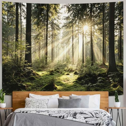 Lunerfex Celestial Sun and Tree of Life Wall Tapestry - Boho Nature and Spiritual Decor Tapestries for Bedroom Living Room 60"x44" 60"L x 44"W White Green