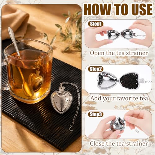 25 Set Bridal Shower Wedding Favors Gifts for Guests Tea Spoon Heart Shape Infuser Ball with Thank You Cards for Tea Party Favors Wedding Souvenirs(Silver) Silver