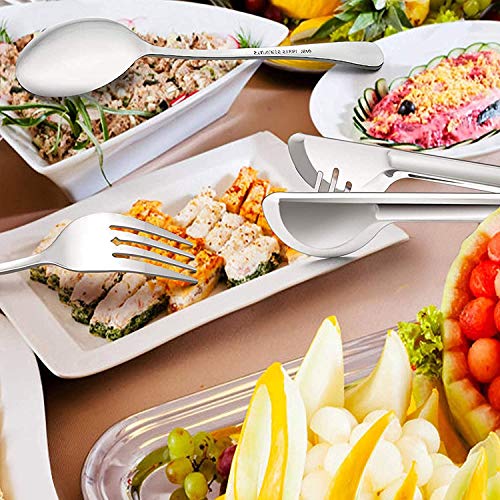 Hohscheid Serving Utensils Set Include Large Serving Spoons Slotted Serving Spoons Serving Forks Soup Ladle and Pie Server Buffet Catering Serving Utensils for Parties Entertaining Silver