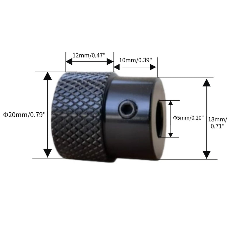 [Australia - AusPower] - CHANCS Aluminium Alloy Machine Tool Handwheels 20mm OD 5mm Bore Knurled Oxidised Black Handles Knobs for Sliding Table 20-5 