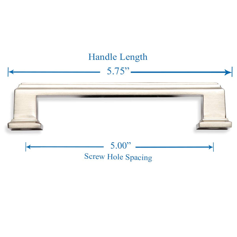 Southern Hills Brushed Nickel Cabinet Handles | Pack of 5 | Satin Nickel Pulls for Dressers & Cabinets 5 Inch (128mm) Brushed nickel, Satin nickel