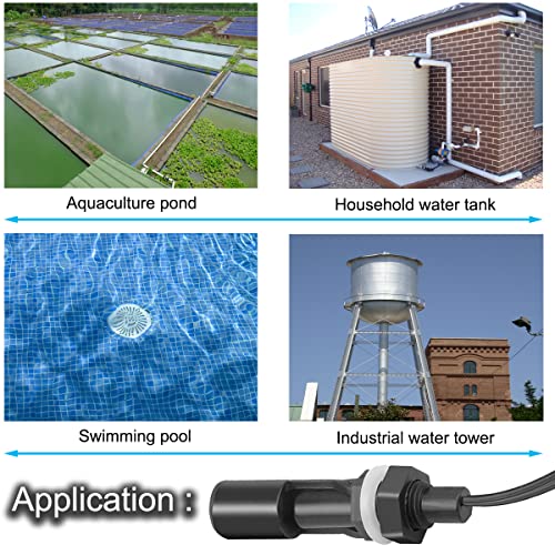 Float Switch, Water Liquid Level Sensor Side Mount Horizontal Water Pump Controller Float Switch for Aquariums Fish Tank Hydroponics Pool, M12, Black, 6 Pcs