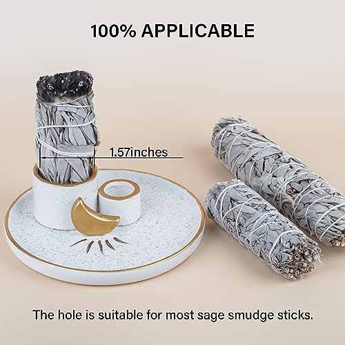 ZenBless Multifunction Incense and Candle Holder for Burning Sage, Palo Santo, Incense Sticks - 5.9" Ceramic Ash Catcher Tray for Meditation Room Home Decor Spritual Gifts (Gold) Gold