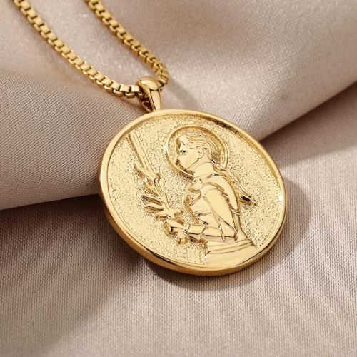 Heroine Joan Of Arc Athena Necklace Medallion Queen Coin Necklace For Women