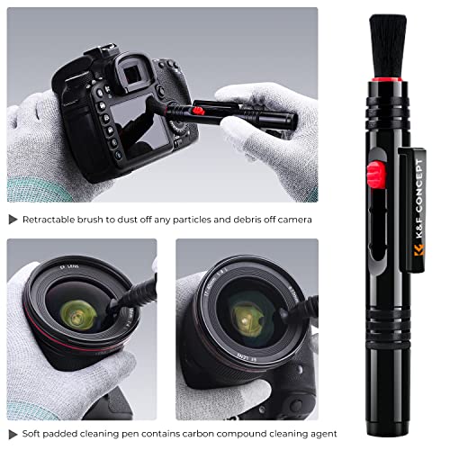 K&F Concept Lens Air Blower, Lens Cleaning Pen with Soft Brush, Double-Sided Carbon Head, Dust Blower for Camera Lens, Optical Lens, Glasses, Cosmos/Valve Index /PS4 PS5 VR Headset