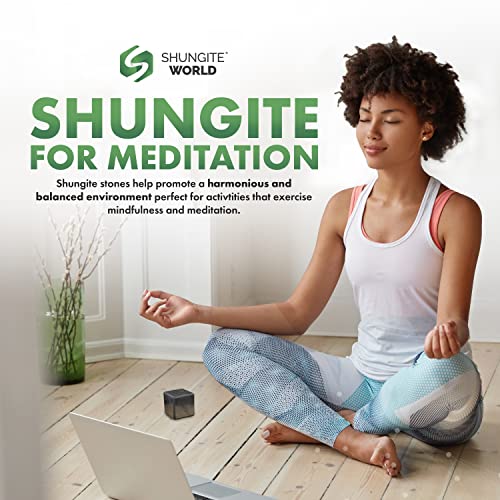 Shungite World Authentic Shungite Cube Polished 40 mm / 1.57" Chakra Energy Natural Healing Crystal Real Black Cube Home Office Protection Desk Decor Meditation Reiki Grounding Stone 40 mm / 1.57"