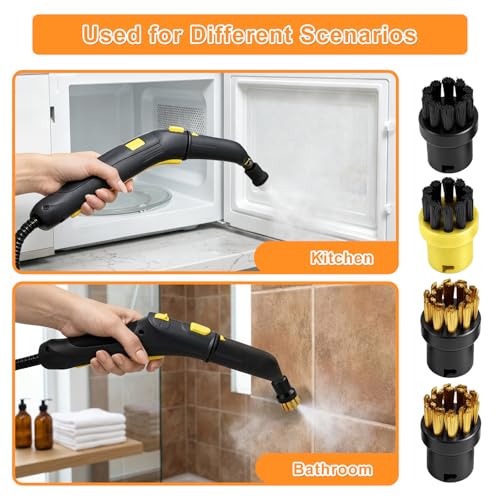 flintronic 12PCS Steam Cleaner Accessories Kit, Set with Round Brushes, Flat Brushes, Microfiber Pads & Nozzles - Compatible with Kärcher SC1/SC2/SC3/SC4/SC5, Efficient Steam Cleaning Set
