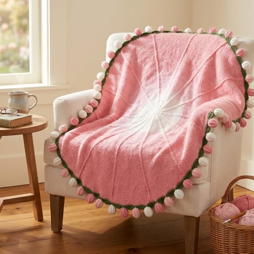 Rose Crochet Flower Bouquet, 43 Inch Handmade Pink Throw Blanket Decor, Romantic Bed Throw with Cute Rose Design, Floral Blanket for Valentine, Wedding Anniversary, Birthday, Mother's Day