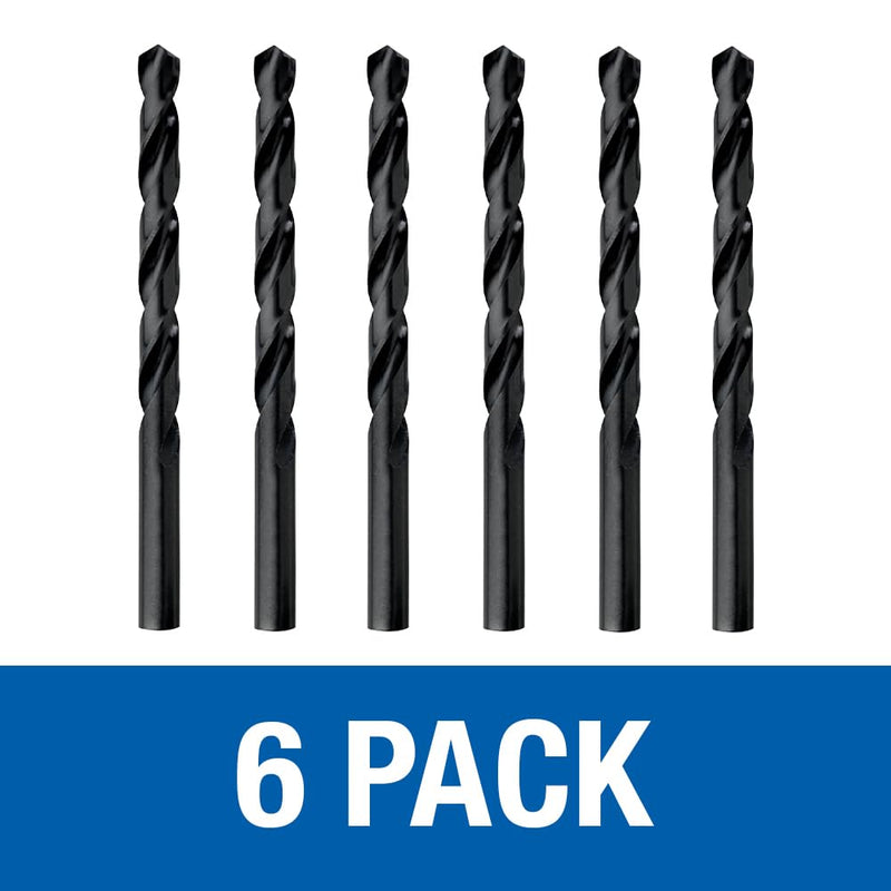 Champion Cutting Tool General Purpose Drill Bits for Metal and Wood (3/8 Inch) - 6 PCS - 118 Degree Point, High Speed Steel Straight Shank Drill Bits with Black Oxide Finish 3/8 in