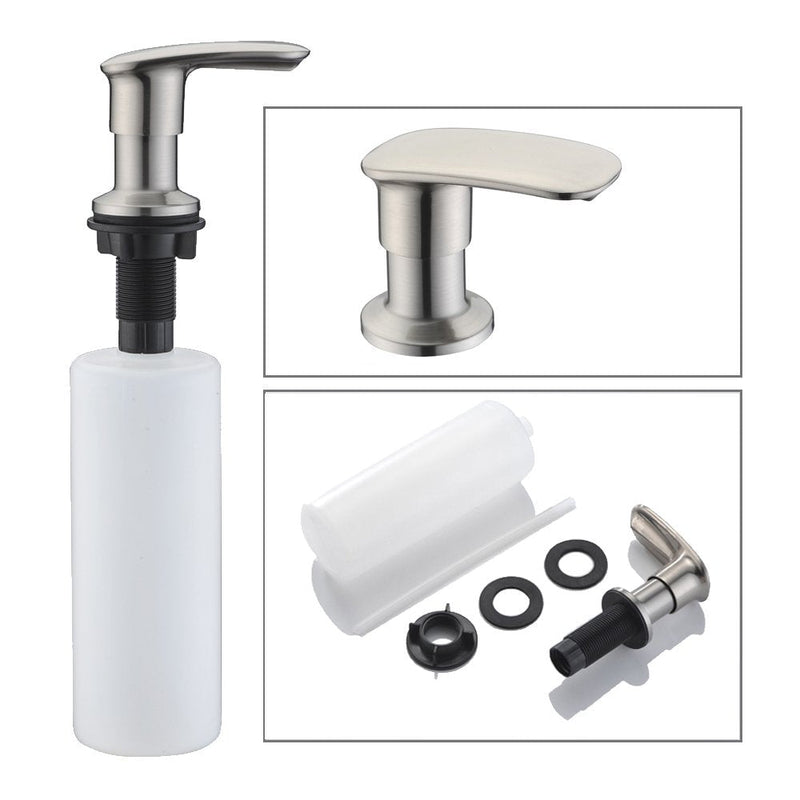 Brushed Nickel Built-in Kitchen Sink Soap Dispenser - 17OZ Stainless Steel Countertop Pump, Durable Zinc Alloy Nozzle for Kitchen Sink Brushed Nickel