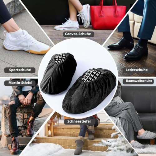 10 Pairs of Reusable Shoe Covers Shoes Non-Slip and Wear-Resistant Machine Washable EU37-43 Black - 5 Pairs