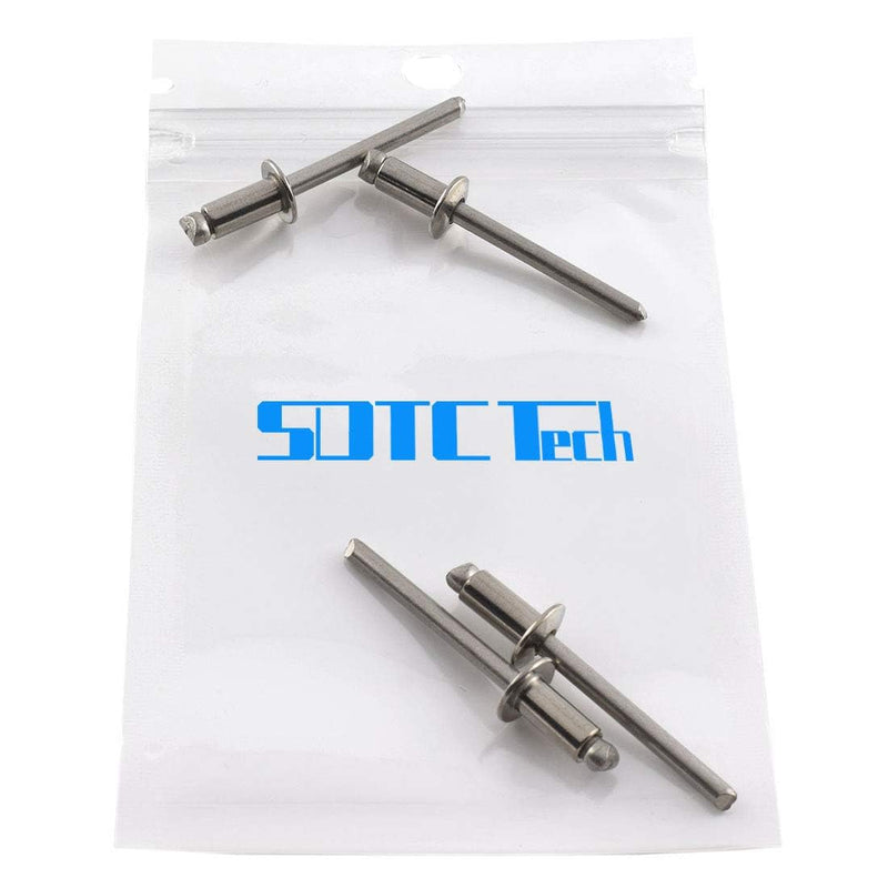 [Australia - AusPower] - SDTC Tech Stainless Steel Blind Rivets 3/16" x 3/8" (6-4) Open End Type Pop Rivet Grip Range 3/16-1/4 inch (50 pack) 6-4 50pack 