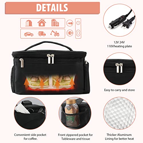 3-in-1 Portable Oven, 12V/24V Car Dual Use, Heated Lunch Box, Food Warmer, Safe & Convenient, Compatible with Containers, 11" x 8" x 4"
