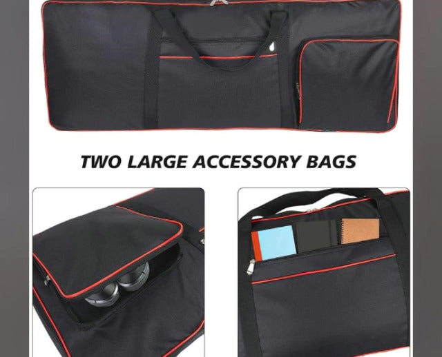 61 Key Keyboard Case Gig Bag Padded, Keyboard Cover, Portable Electric Keyboard Piano 600D Oxford Cloth with 10mm Cotton Case Gig Bag 40.1"x15.7"x4.7" GJB54 (black+red)