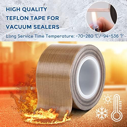Teflon Fabric Tape, 2 Inch 30 Feet PTFE Tape for Vacuum Sealer Machine, Hand Impulse Sealers Insulation PTFE Coated Fiberglass Adhesive Tape Compatible with FoodSaver, Seal A Meal, Weston, Cabella 2 IN