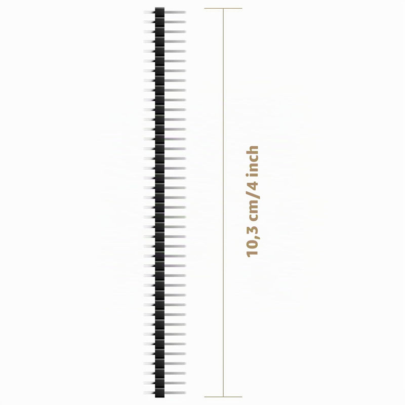 Pin Headers Breakaway Circuit Board Single Row Pin Header Right Angle Male 40 Pin 2.54 mm Straight Pin Header for Technology Arduino Prototype Shield, Raspberry Pin DIY Pack of 60