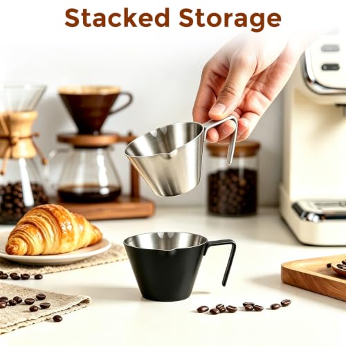 Set of 10 silver Carrottimes stainless steel espresso shot cups, 3.4oz (100ml) each, with sleek, durable design.