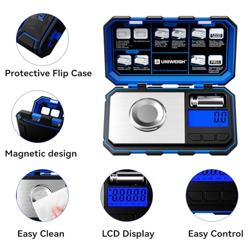 UNIWEIGH blue digital reloading scale, 1500 grain capacity with 0.1 grain precision