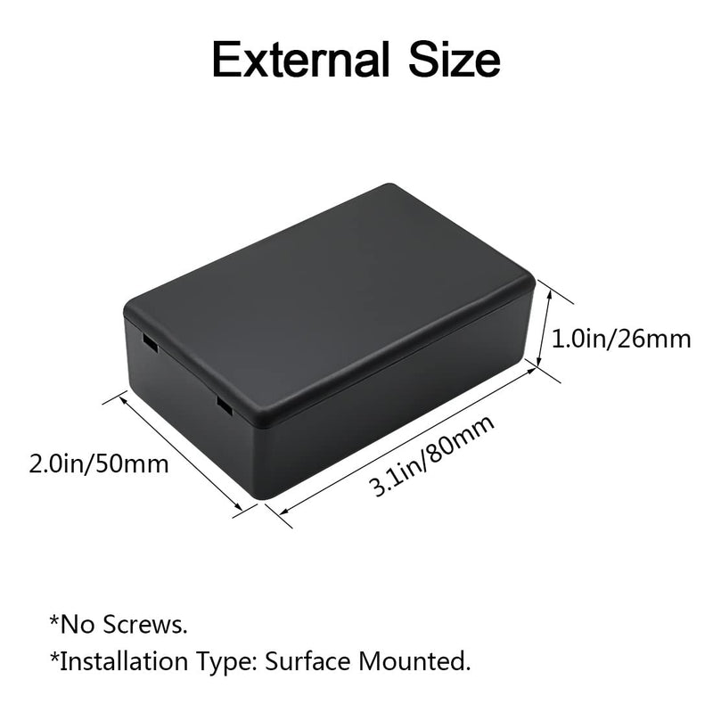 [Australia - AusPower] - LeMotech 5 Pieces Plastic Project Box ES Junction Case for Electronic Project, Black 3.15 x 1.97 x 1.02 inch (80 x 50x 26 mm) 3.15" x 1.97" x 1.02"(5pc) 