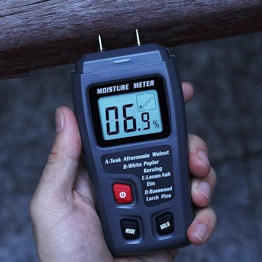 [Australia - AusPower] - BSIDE 2 Pins Wood Moisture Meter Handheld Timber Water Lumber Damp Humidity Firewood Detector Tester Backlit LCD Display Digital Moisture Meter With 4 modes and Data Hold 