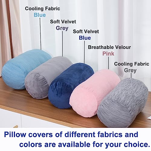 1 MIDDLE ONE Round Cylinder Bolster Pillow with Removable Velvet Cover, Tube Roll Cervical Pillow for Head, Neck, Back and Legs Support, 13" x 6", Grey 13 inch
