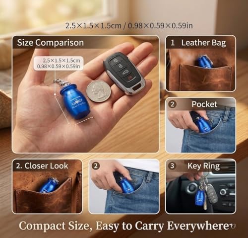 Mini Urns for Ashes Keychain Urn Keepsake Metal Small Memorial Ashes Holder for Human Ashes My Dad My Angel 0.98inch Blue 1.5X1.5X2.5CM