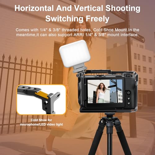Camera Cage for Nikon ZR with Handle, Modular Design of L Plate and Cage with Built-in Cold Shoe Mount, Anti-Twist ZR Camera Cage Compatible with ARRI 3/8”, 1/4” Interface and ARCA