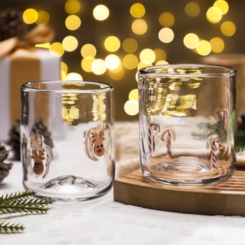 Funnymoom 2 Pcs Icon Glass Cups,Christmas Style Christmas Style