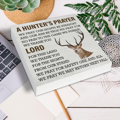 Hunting Decor, Deer Decor, Hunter's Prayer Wood Sign Home Living Room Desk Shelf Wall Table Decoration