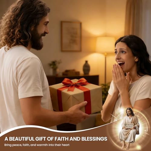 AUOBAG Jesus Desk Figurines for Computer Monitor & Dashboard Decorations, Religious Jesus Figures Decor for Home, I Am with You Always (1PC · Small) 1pc · Small