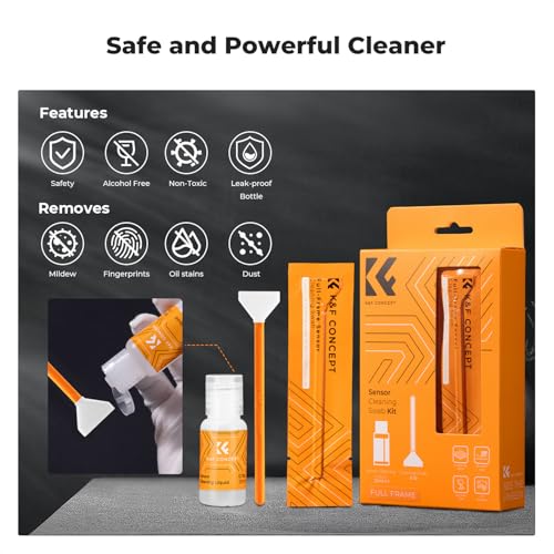 K&F CONCEPT 24mm Full Frame Sensor Cleaning Kit, with 20ML Sensor Cleaner