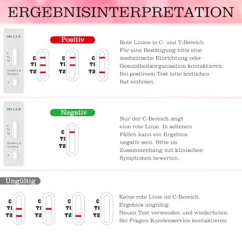 2x Home HIV Self Test - Detection of HIV-1, HIV-2 & Subtype O | Result in 10 minutes · 2 complete test kits · Easy to use · Hygienic · For home use pink