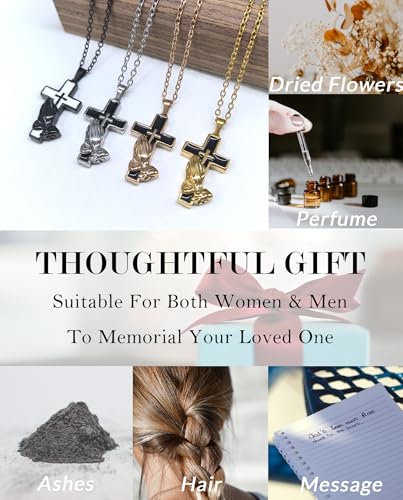Cross-shaped Ashes Necklace, Customizable for Pet or Human Ashes, Suitable for Both Men and Women Black