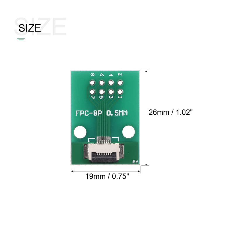 sourcing map FPC Converter 8P 0.5 mm to Female 1 mm Back, Pack of 5 | FFC PCB Breadboard to DIP 2.54mm for LCD 3D Printer DVD TV Laptop Audio