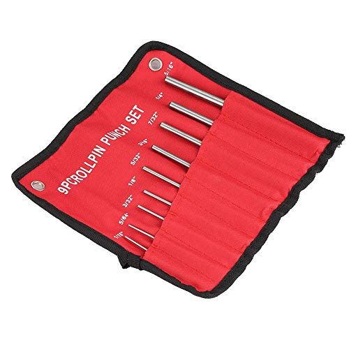 9Pcs Roll Pin Starter Punch Set for Gunsmithing, 40CR Metal Steel Roll Pin Punch Set for Automotive Gunsmithing Watch Jewelry & Craft Repair, Mechanics Professional Tool Kit