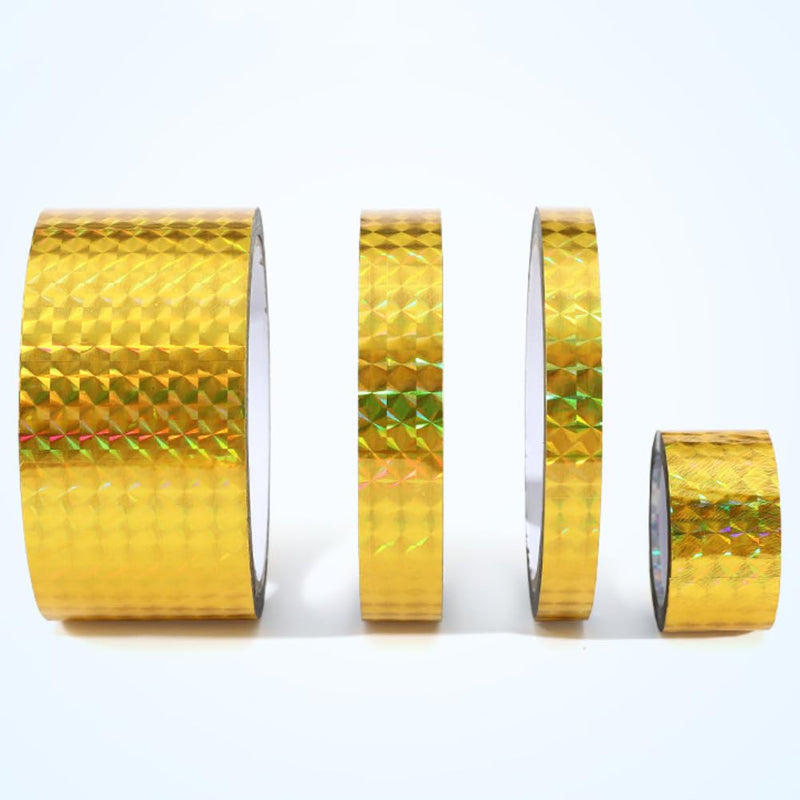 Self-Adhesive Holographic Reflective Tape Prism Tape Holographic Reflective Tape for Keep Birds Away, Craft Projects, DIY Art, Home, Daily Use (Gold, 1 Inch x 55 Yard) Gold