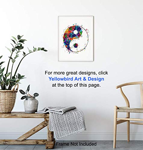 Yin Yang Watercolor Zen Wall Art - 8x10 Unframed Print - Buddha Meditation