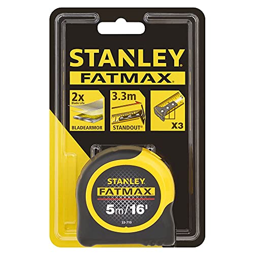 STANLEY FATMAX Classic Tape Measure with Blade Armor, 5m/16ft, black and yellow housing