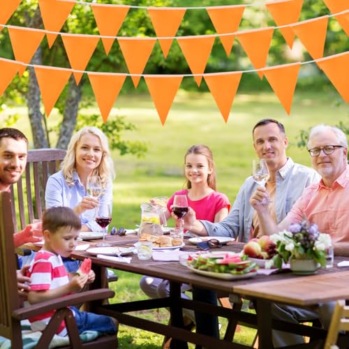 20M/65.6ft Orange Bunting Flags Banner, 52pcs Fabric Triangle Banners for Indoor Outdoor Birthday Baby Shower Wedding Garden Home Party Decorations