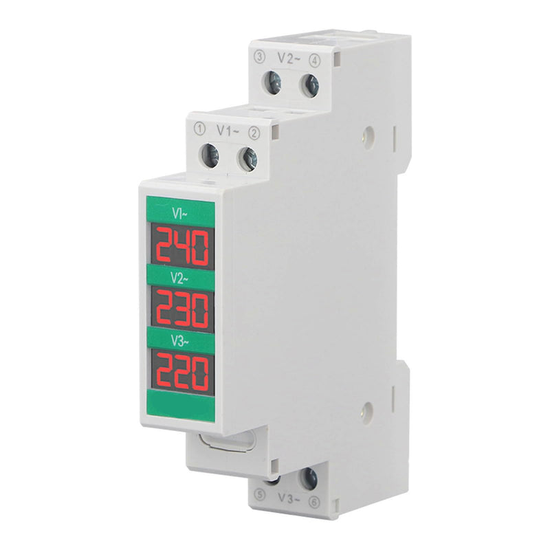 [Australia - AusPower] - 3 Phase AC Voltmeter Voltage Meter 60‑450V LCD Digital Display Voltage Meter Electric Power Meter with Din Rail Mount 