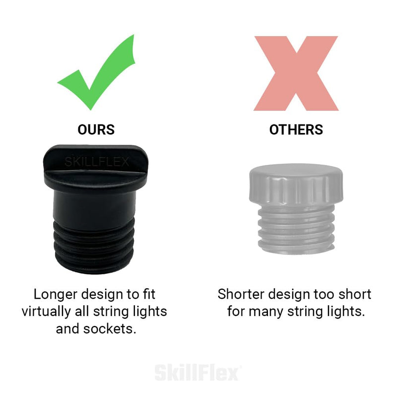 [Australia - AusPower] - Light Socket Safety Cap Plugs for String Lights, Improved Design, Recessed and Standard Light Sockets (5) 5 