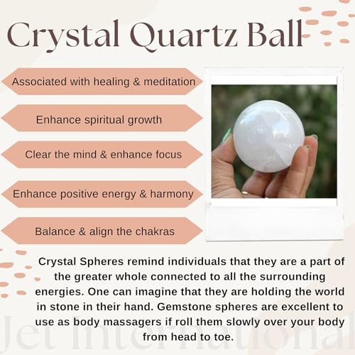 Jet Crystal Quartz Gemstone Ball Sphere – Natural Healing Crystal for Meditation, Reiki, Energy Cleansing, Home Décor, Positive Vibes & Chakra Balancing (2 Inch)
