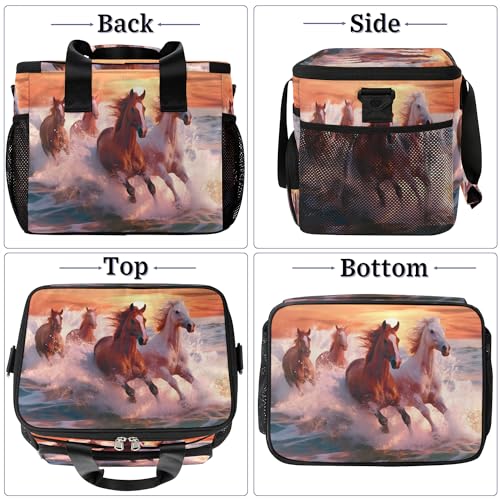 Pardick Lunch Box for Women Men Sea Horse Insulated Lunch Bag Leakproof Large Lunchbox for Adults with Adjustable Shoulder Strap, Cooler Tote Bag for Work, Picnic, Beach