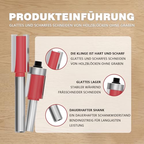 CSOOM 18pcs 8mm Shank Professional Woodworking Router Bit Set with Carbide Trimmers Woodworking Tool red