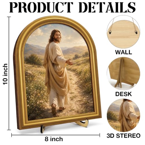 Christian Jesus Table Decor Golden Meadow Wall Art Sign 8x10 Rustic Jesus
