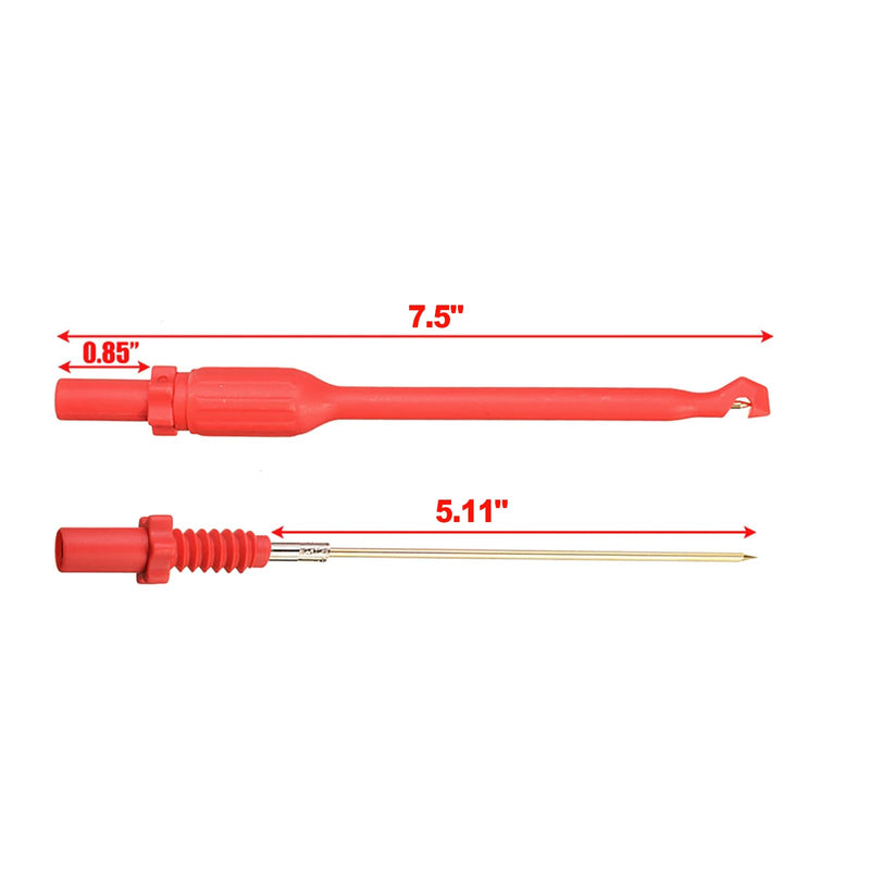 [Australia - AusPower] - ZIBOO ZB-T12 Automotive Wire Piercing Probe Wire Piercing Clip Puncture WireBack Probe Pins Red Black 190 * 16mm，Use for 4mm Banana Extended Test Cable … 
