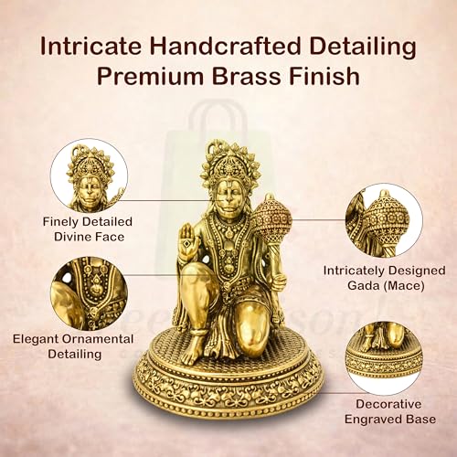 Vastu Brass Hanuman Ji Statue |Size-7.5cm Approx |Weight-136gm Approx |Vastu Remedy for Home & Office |Hanuman Idol for Pooja | Vastu Brass Statue
