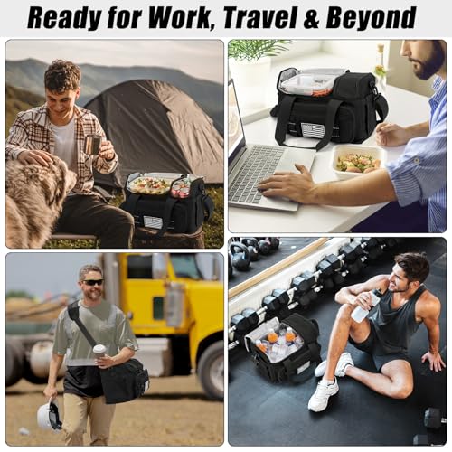Laktru insulated lunch bag for men with 20L capacity, featuring hot and cold compartments for meal storage.