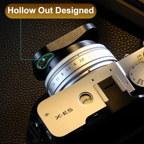 Haoge Lens Hood Metal Squaret for Fujifilm XE5 XF 23mm f2.8 Kit Fujinon XF27mmF2.8 R WR Lense Hood Black with 39mm E39 Filter Thread,Screw-in Lens Hood with Hollow Out Designed [Black-Square]